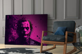 Joker glass print enhancing a hallway with cinematic mood
