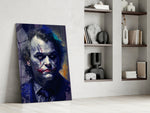 Joker glass print enhancing a hallway with cinematic mood