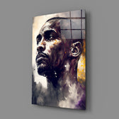 Heroic-portrait panel bringing legacy gravity to a contemporary home gym