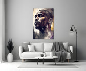 Kobe Bryant close-up showing 3/4 gaze and gold-and-purple Lakers haze