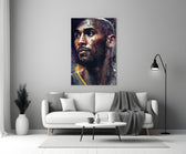 Kobe Bryant close-up showing 3/4 turn with amber embers behind the shoulder
