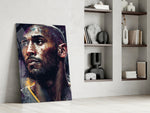 Kobe Bryant glass print enhancing a teen lounge with cinematic mood