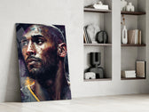 Kobe Bryant glass print enhancing a teen lounge with cinematic mood