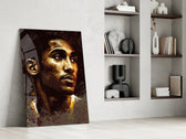 Kobe Bryant glass print enhancing a teen lounge with cinematic mood
