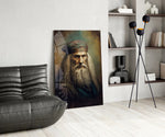 Leonardo da Vinci panel adding editorial gravity to a reading nook