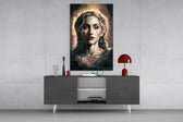 Madonna panel catching lamp light to reveal its halo glow