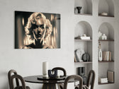 Marilyn panel adding starlet pulse to a salon mirror wall