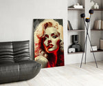 Marilyn panel adding editorial heat to a salon mirror wall
