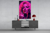 Marilyn panel catching lamp light to reveal its magenta-violet depth