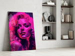 Marilyn glass print enhancing a vanity nook with vibrant palette
