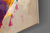 Starlet artwork anchoring a wall with lapis-and-saffron palette