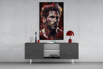 Messi panel catching lamp light to reveal its painterly streaks