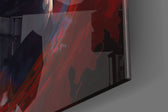 Football icon artwork anchoring a wall with scarlet-and-charcoal palette