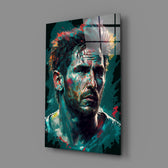 Champion-portrait panel bringing painterly cool to a contemporary games corner
