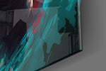Football icon artwork anchoring a wall with teal-and-charcoal palette