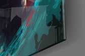 Football icon artwork anchoring a wall with teal-and-charcoal palette