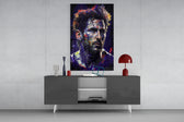 Messi panel catching lamp light to reveal its painterly streaks
