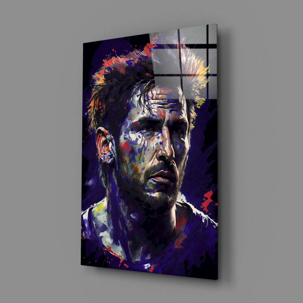 Champion-portrait panel bringing painterly mystery to a contemporary games corner