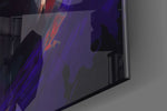 Football icon artwork anchoring a wall with violet-and-charcoal palette