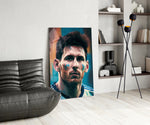 Messi panel adding stadium pulse to a teen lounge wall