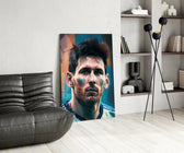 Messi panel adding stadium pulse to a teen lounge wall