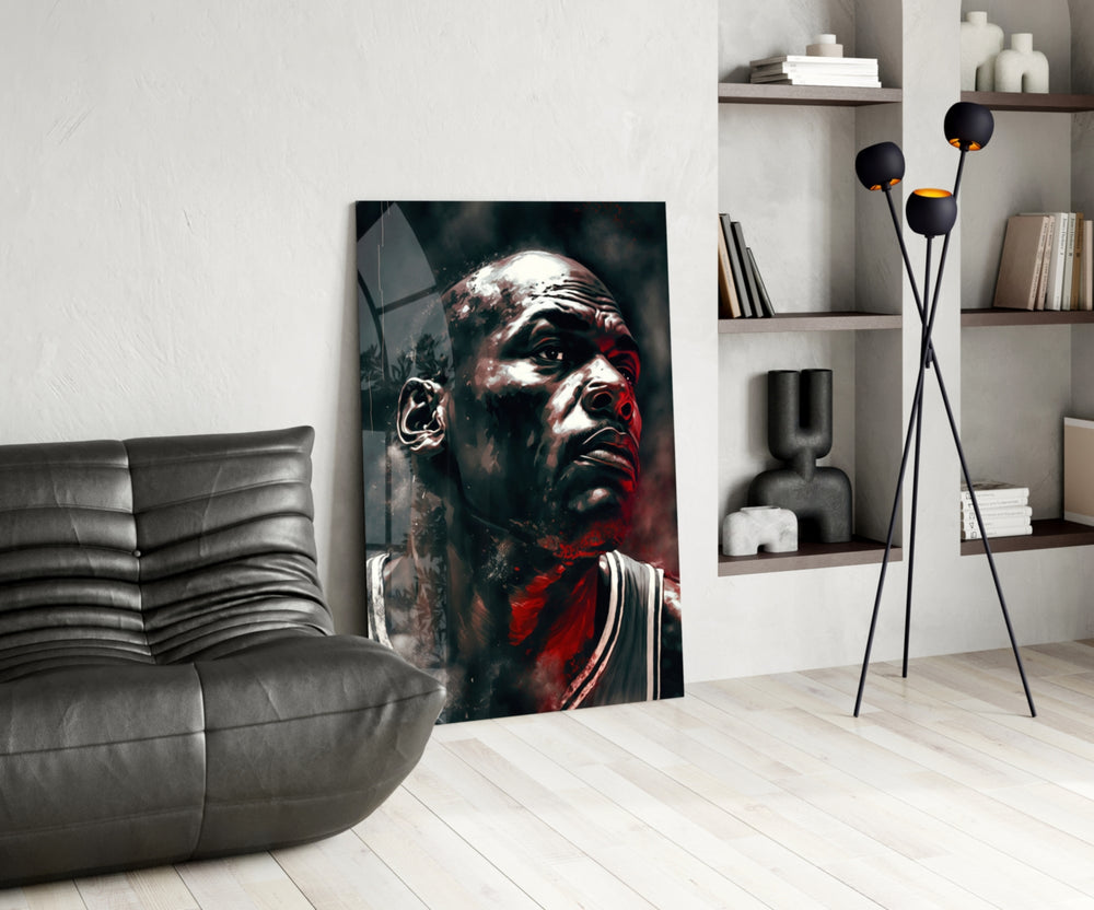 Jordan panel adding editorial weight to a teen lounge wall