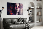 Beauty of a Sadness glass wall art styled above a velvet bench in a reading nook