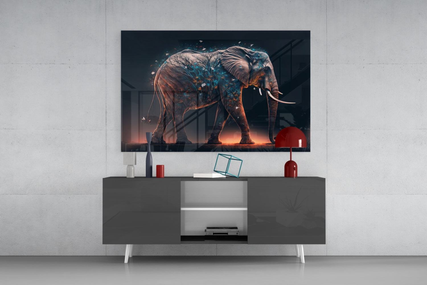 Glory of an Elephant Glass Wall Art  || Designer Collection.