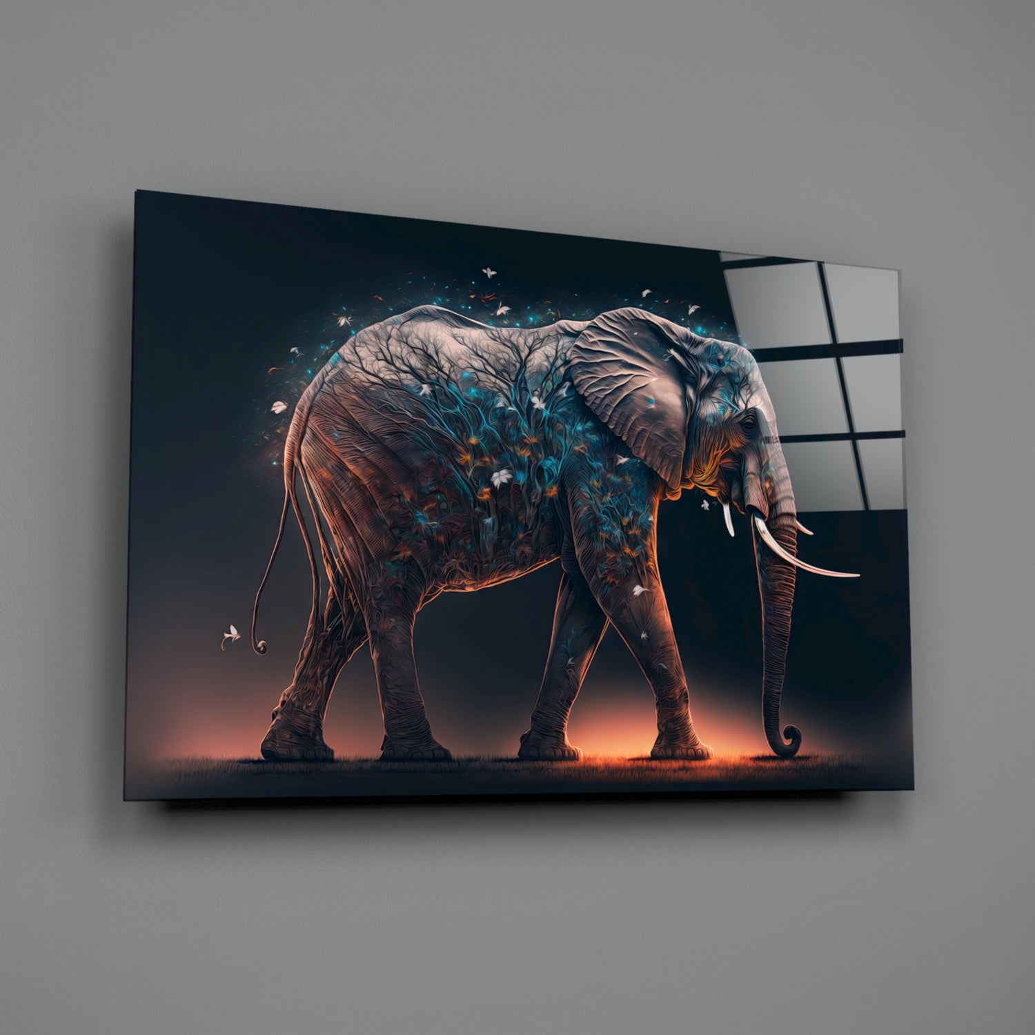 Glory of an Elephant Glass Wall Art  || Designer Collection.
