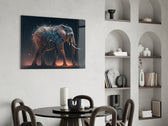 Elephant panel adding editorial gravity to a reading nook