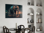 Elephant panel adding cyber drama to a reading nook