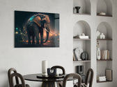 Elephant panel adding cyber drama to a reading nook