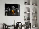 Wise Monkeys panel adding editorial drama to a teen lounge wall