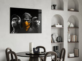 Wise Monkeys panel adding editorial drama to a teen lounge wall