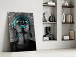 Women glass print enhancing a vanity nook with editorial palette