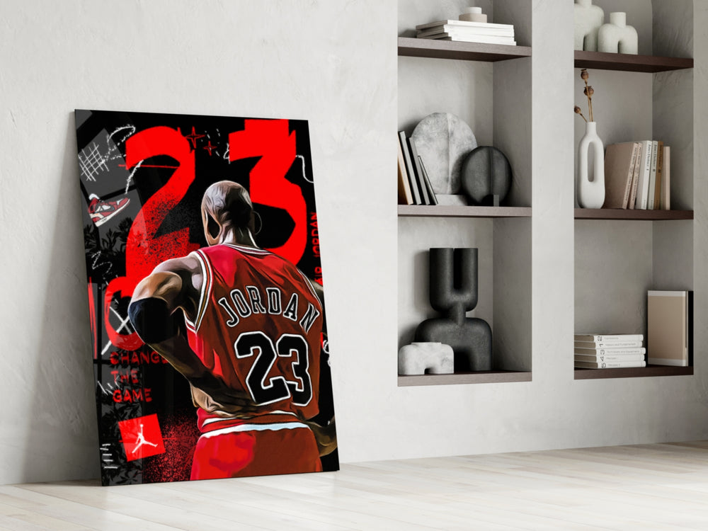 Michael Jordan glass print enhancing a hallway with streetwear palette
