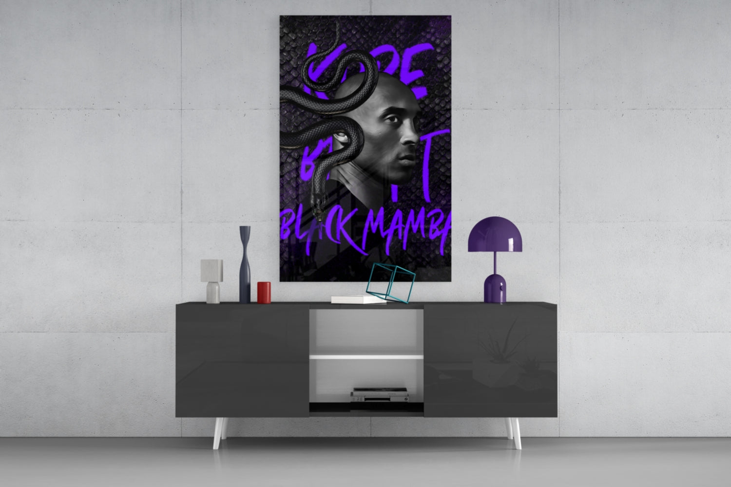 Kobe Bryant, Black Mamba Glass Wall Art || Designer Collection.