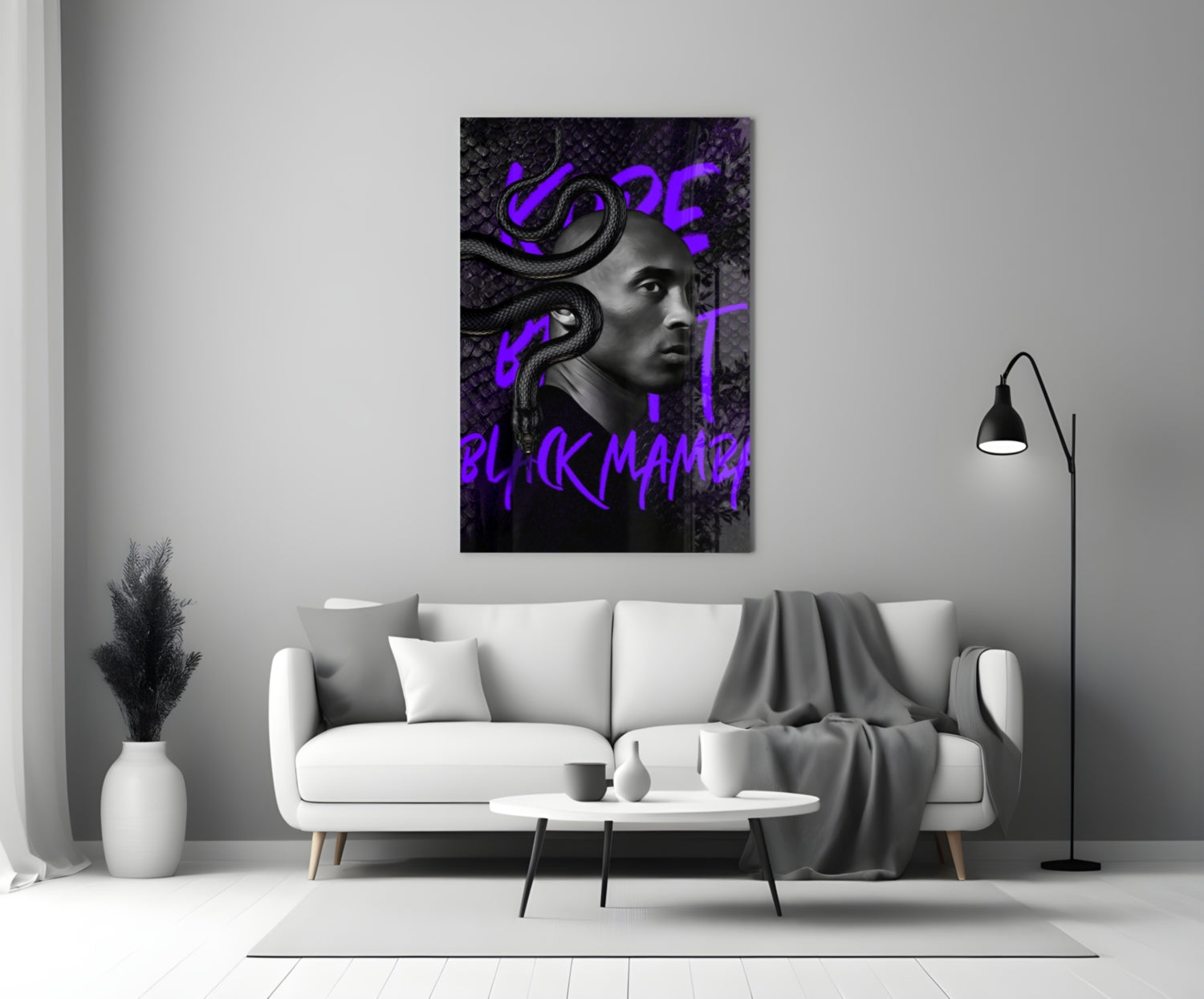 Kobe Bryant, Black Mamba Glass Wall Art || Designer Collection.
