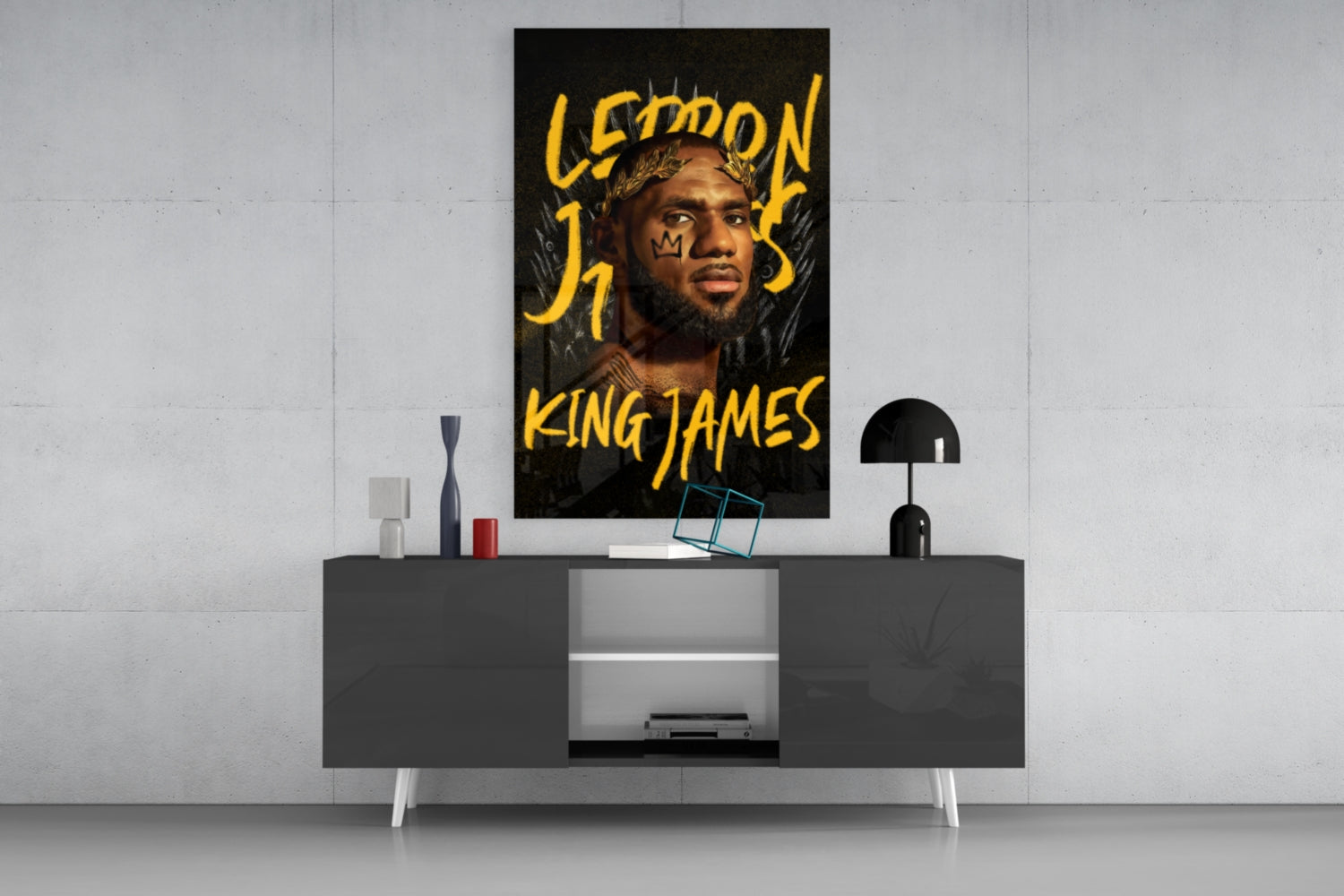 Lebron James, King Glass Wall Art || Designer Collection.