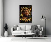 LeBron close-up showing laurel crown and crown tattoo under gold graffiti
