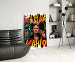Frida panel adding editorial bravado to a vanity wall