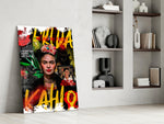 Frida Kahlo glass print enhancing a salon with art-history palette