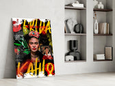 Frida Kahlo glass print enhancing a salon with art-history palette