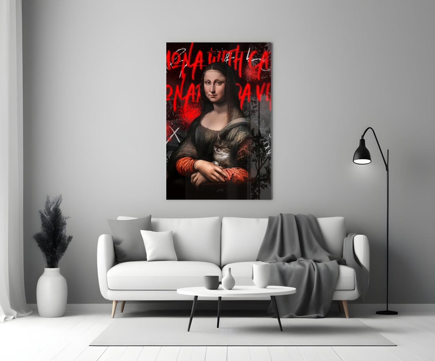Mona Lisa, The Cat Lover Glass Wall Art || Designer Collection.