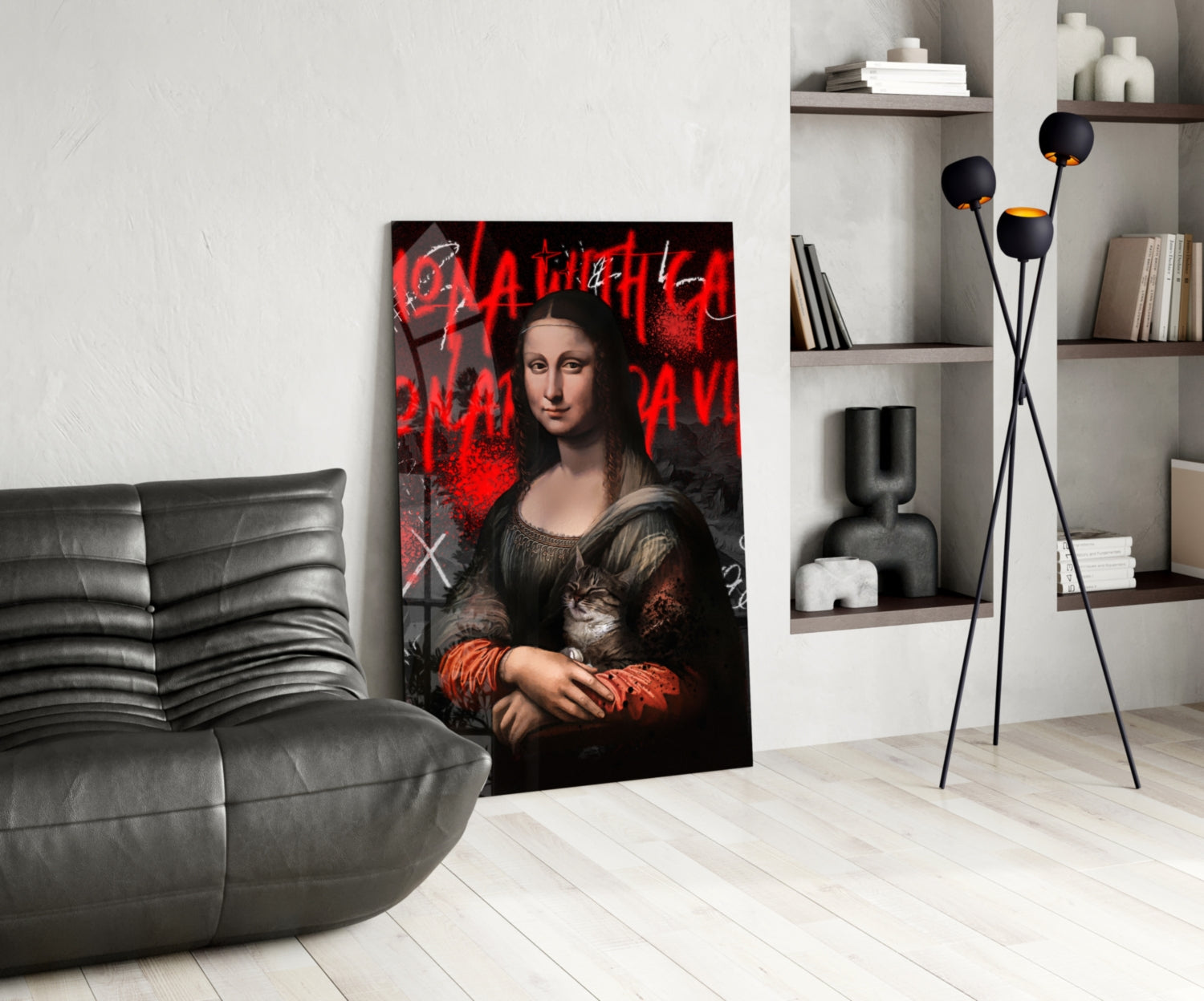 Mona Lisa, The Cat Lover Glass Wall Art || Designer Collection.