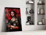 Mona Lisa glass print enhancing a hallway with art-history palette