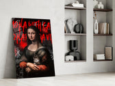 Mona Lisa glass print enhancing a hallway with art-history palette