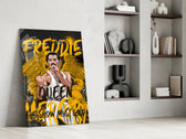 Freddie Mercury glass print enhancing a hallway with musical palette