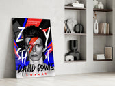 David Bowie glass print enhancing a hallway with musical palette