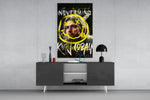 Cobain panel catching lamp light to reveal its Nevermind drift